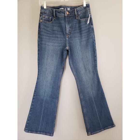 NEW‎ Old Navy Extra High Rise Flare Jeans Women 4 Petite Blue 856823 - Picture 1 of 6